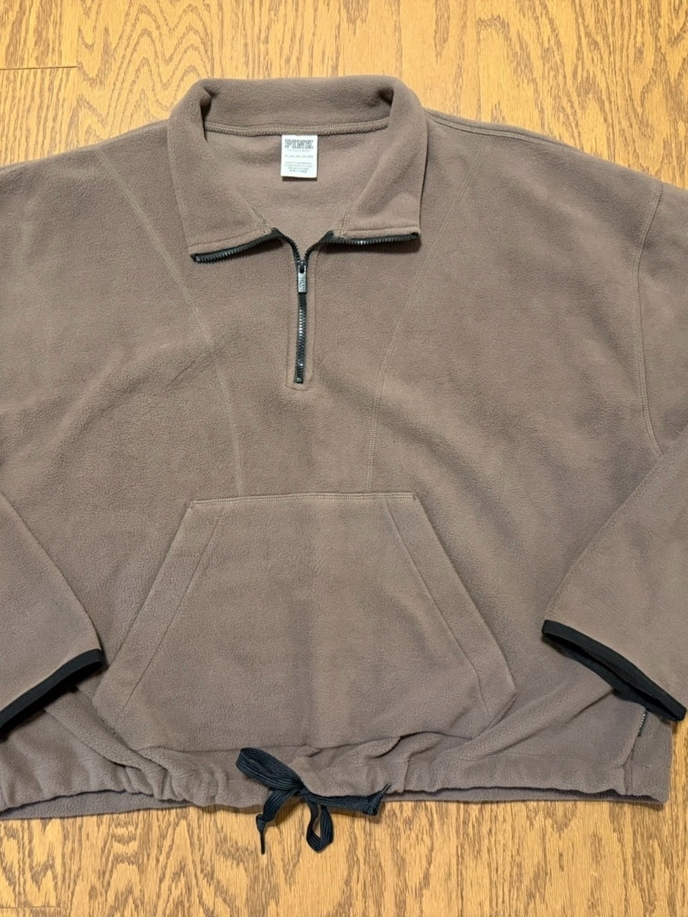 Victoria’s Secret PINK Fleece Pullover Cropped Quarter Zip Drawstring Sweatshirt